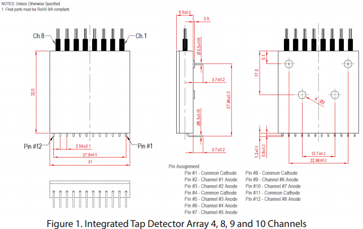 Integrated Tap Detector Array, 4, 8 and 10 Channels